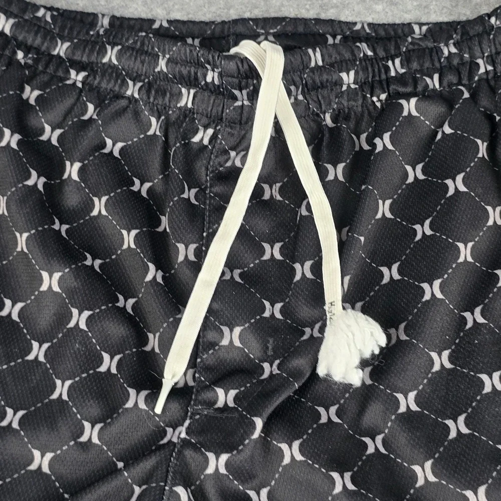 Hurley Shorts Boys Large Black Geometric Mesh Relaxed Fit Drawstring Athletic